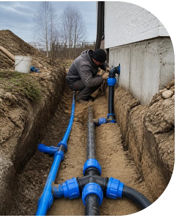 Монтаж наружного водопровода на участке под ключ в Валуйках